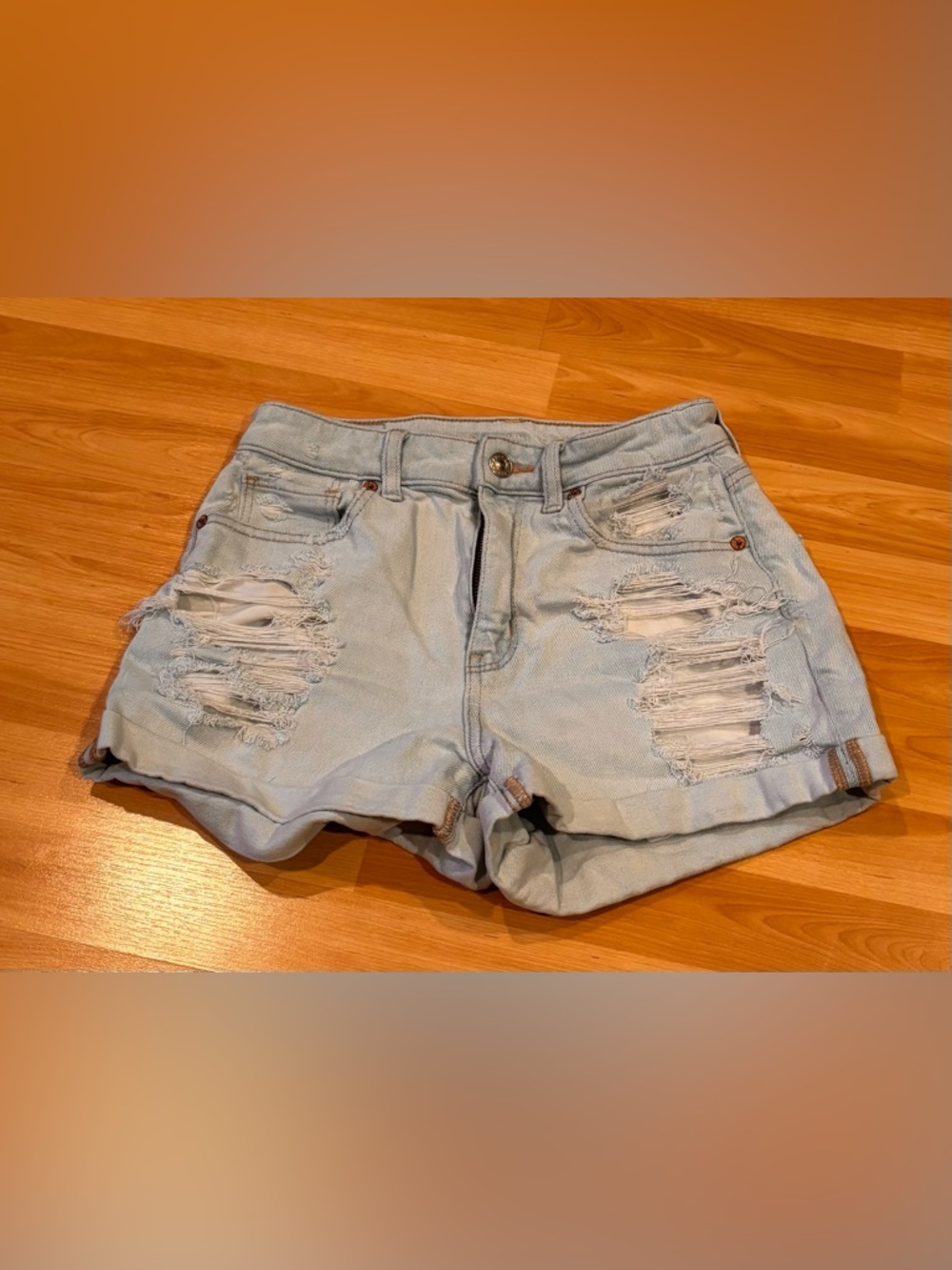 American Eagle Outfitters Light Wash Distressed Denim Shorts
